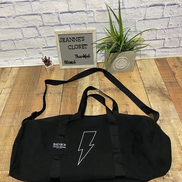 Carolina Herrera Bad Boy black duffle bag gym sport weekender overnight